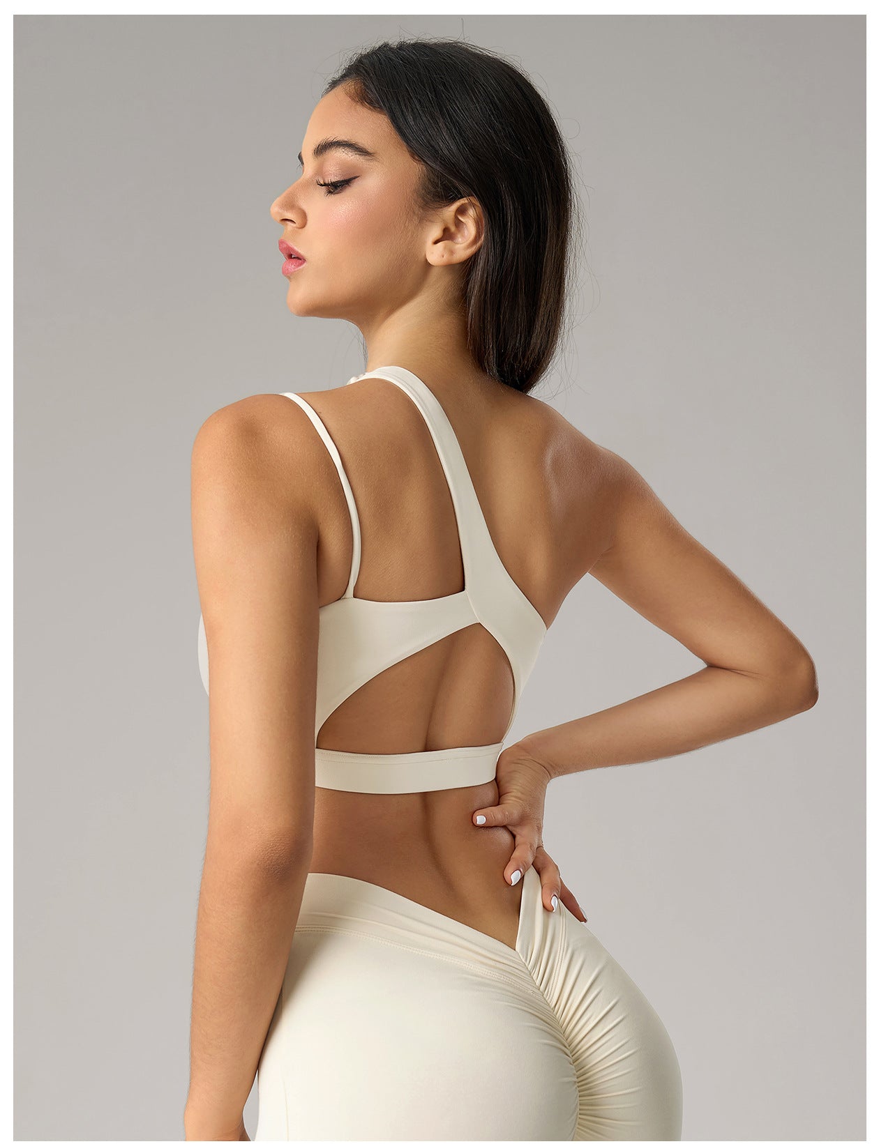 Asymmetrical One-Shoulder Yoga Bra Beautiful Back Sports Bra Irregular Shoulder Running Fitness Vest