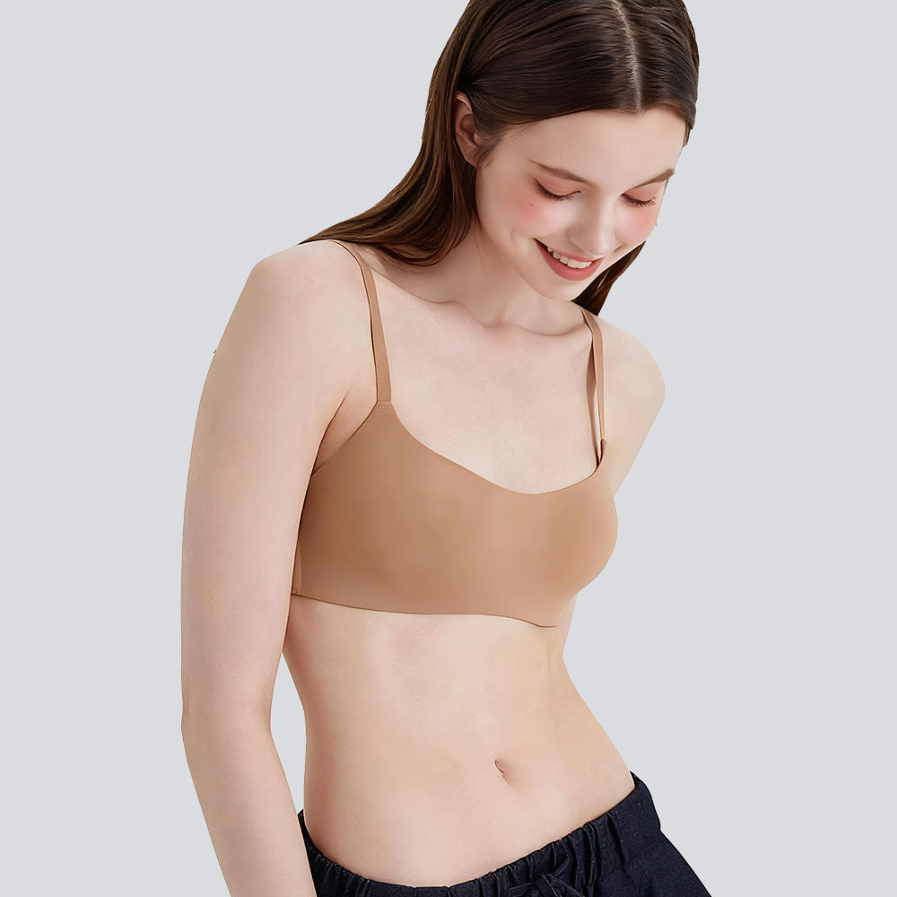 Seamless Women's Underwear One-Piece Half Cup for Small Busts, Push-Up, Thin, Comfortable, Side Breast Collection, Anti-Sagging