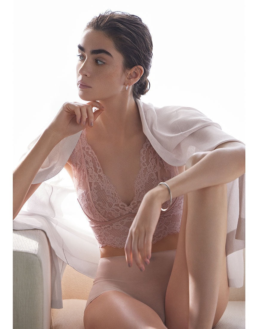 Full Lace Thin Sexy Wireless Vest-style Bra Set for Women